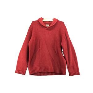 L.L. Bean Men's 100% Shetland Wool Sweater Size L Red Elbow Pads